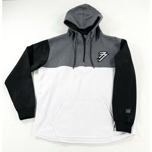 Novus Sportswear Hoodie Men‎ L Black Gray White Colorblock Pullover Jacket